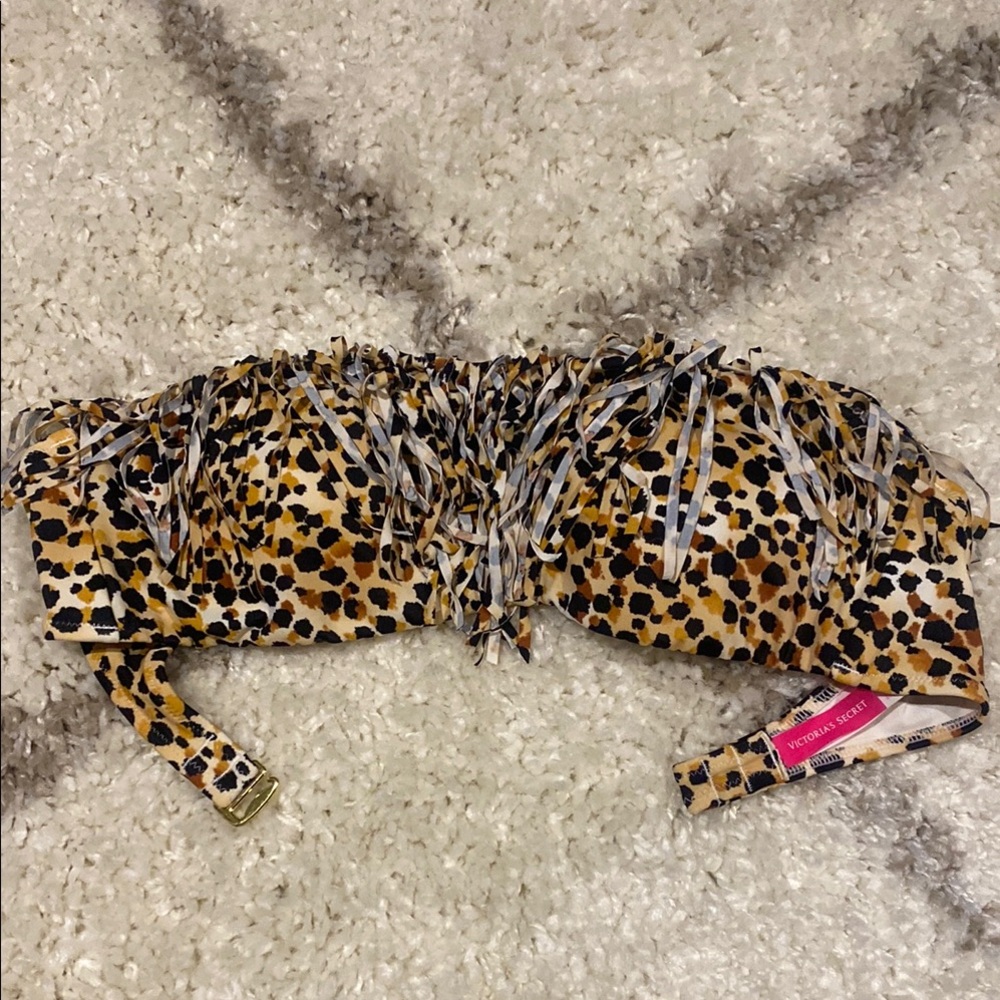Victoria's Secret Animal Print Fringe Bandeau Bikini Top